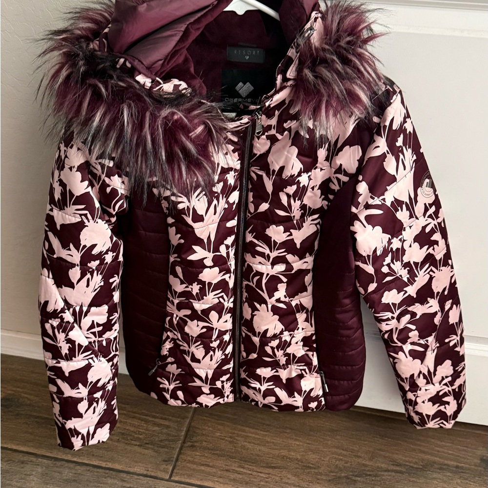 Obermeyer Maroon and White Floral Jacket